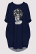 Tibetan Blue Casual Figure Print Pocket O Neck Printed Dresses