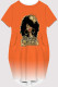Orange Casual Figure Print Gradient Print Pocket O Neck Printed Short Sleeve Dress