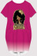 Rose Red Casual Figure Print Gradient Print Pocket O Neck Printed Short Sleeve Dress