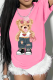 Pink Casual Street Graffiti Print O Neck T-Shirts