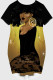 Gold Casual Print Patchwork O Neck Straight Dresses