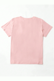 Pink Casual Street Love Print O Neck T-Shirts