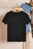 Black Casual Street Heart Pattern O Neck T-Shirts