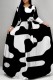 Black Casual Print Basic O Neck Long Dresses