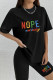 Black Casual Print Patchwork O Neck Short Sleeve Two Pieces