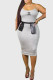 Grey Sexy Print Patchwork Backless Spaghetti Strap Sling Dresses