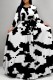 Black White Casual Print Basic O Neck Long Dresses