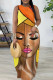 Yellow Casual Print Basic O Neck Long Dresses