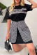 Black Casual Letters Patchwork O Neck Short Sleeve Two Pieces