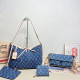 The cowboy blue Street Daily Letters Patchwork Contrast Bags