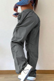 Grey Street Solid Color Patchwork Loose Mid Waist Wide Leg Patchwork Bottoms