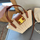 Khaki Casual Vacation Letters Metal Accessories Trim Knit Bags