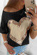 Black Casual Street Love Print Sequins O Neck T-Shirts