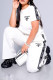 White Casual Daily Letters Embroidered Patchwork O Neck Short Sleeve Two Pieces