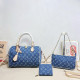 The cowboy blue Casual Street Letters Distressed Patchwork Metal Accessories Trim Bags