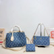The cowboy blue Casual Street Letters Patchwork Zipper Contrast Bags
