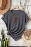 Dark Gray SHEIN Slayr Plus Size Floral And Letter Print_yythk