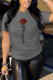 Dark Gray SHEIN Slayr Plus Size Floral And Letter Print_yythk