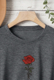 Dark Gray SHEIN Slayr Plus Size Floral And Letter Print_yythk