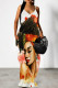 Red White Elegant Print Patchwork Backless Spaghetti Strap Sling Dresses