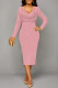Pink Sexy Solid Color V Neck Printed Dresses