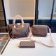 Brown Casual Daily Letters Patchwork Ruched Contrast Bags