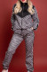 Black Street Letters Pocket Patchwork Zipper Zipper Collar Long Sleeve Two Pieces