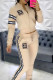 Khaki Street Letters Draw String Pocket Patchwork Zipper Zipper Collar Long Sleeve Two Pieces