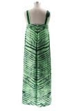 Green Street Stripe Pocket Patchwork Backless Square Neck Loose Jumpsuits