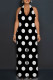 Black Casual Street Ripple Print Lace Up Backless Halter Loose Jumpsuits