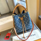 The cowboy blue Casual Street Letters Draw String Patchwork Bags