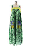Green Street Stripe Pocket Patchwork Backless Square Neck Loose Jumpsuits