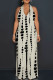 Light Khaki Casual Tie Dye Patchwork Backless Halter Loose Jumpsuits