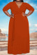 Orange Red Casual Solid Color Lace Up V Neck Printed Plus Size Dresses