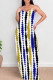 Blue Casual Tie Dye Patchwork Backless Spaghetti Strap Sling Dresses