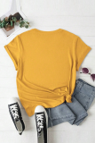 Yellow Casual Street Eyes Print O Neck T-Shirts