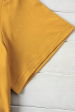 Yellow Casual Street Eyes Print O Neck T-Shirts