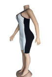 Pink Sexy Patchwork Backless Zipper Contrast Spaghetti Strap Skinny Rompers