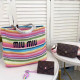 Multicolor Casual Vacation Stripe Knit Contrast Bags