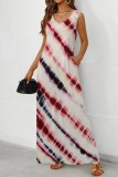 Multicolor Casual Print Basic U Neck Long Dresses