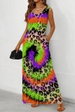 Multicolor Casual Print Basic U Neck Long Dresses