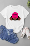 White Casual Street Cartoon Print O Neck T-Shirts