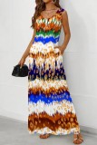 Multicolor Casual Print Basic U Neck Long Dresses