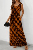 Multicolor Casual Print Basic U Neck Long Dresses