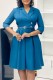 Blue Casual Solid Color With Belt Turndown Collar A Line Dresses
