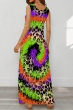 Multicolor Casual Print Basic U Neck Long Dresses