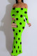 Green Sexy Polka Dot Patchwork Off Shoulder Long Dresses
