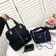 Black Casual Street Letters Patchwork Zipper Bags