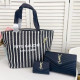 Black White Casual Daily Stripe Letters Weave Contrast Bags