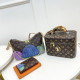 Blue Brown Casual Graffiti Print Letters Patchwork Zipper Bags